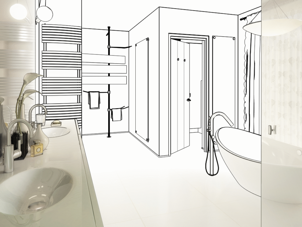 P&A Construction's in house designer 3d bathroom mockup