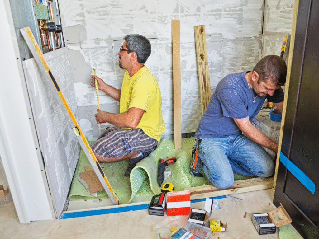 Memphis contractors building out a bathroom remodel